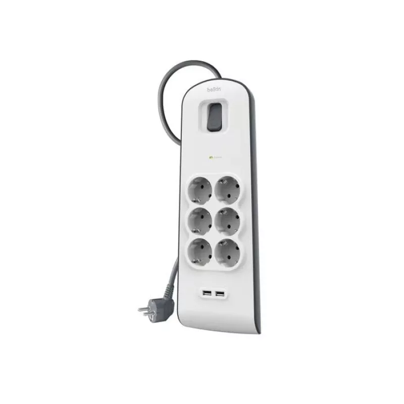 Maitinimo juosta Belkin BSV604VF2M-V2 — 6 lizdai, 2× USB-A, 2 m laidas