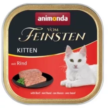 Šlapias kačių ėdalas Animonda Vom Feinsten junior su jautiena 100 g padėklas, be grūdų, be sojos ir glitimo