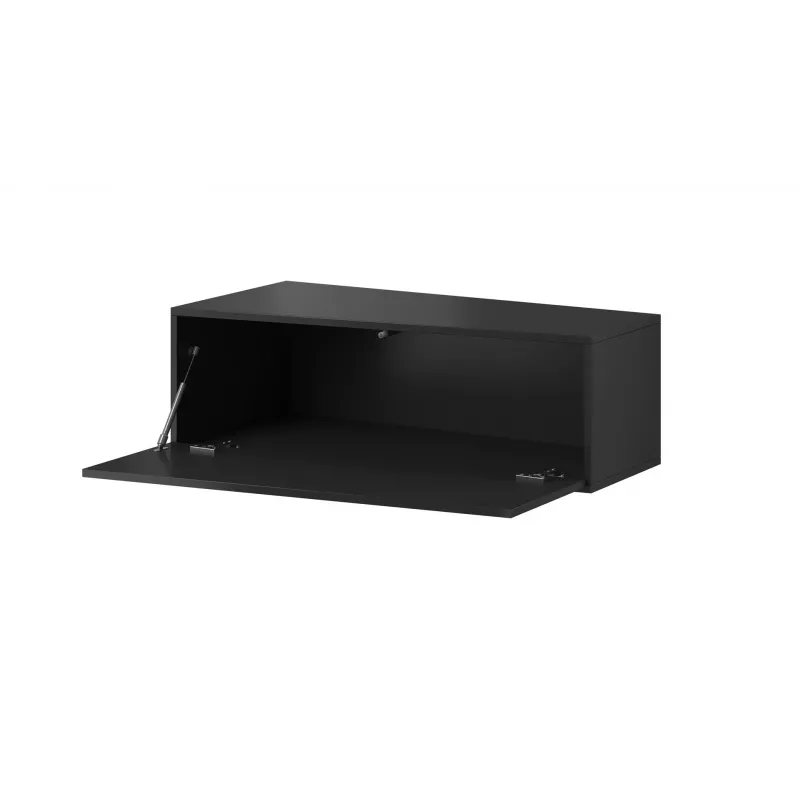 TV stovas Cama Meble VIGO SLANT '90' – 900×400×300 mm, juodas blizgus viršus, juodas rėmas
