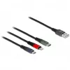 USB įkrovimo laidas DeLOCK 3 in 1 Type-A – Lightning / Micro USB / USB Type-C 30 cm