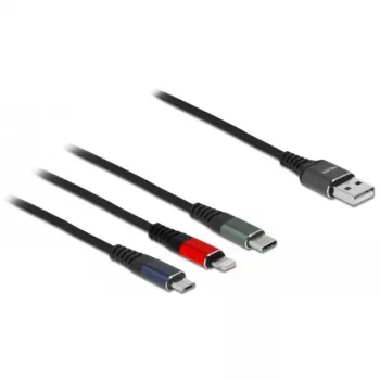 USB įkrovimo laidas DeLOCK 3 in 1 Type-A – Lightning / Micro USB / USB Type-C 30 cm