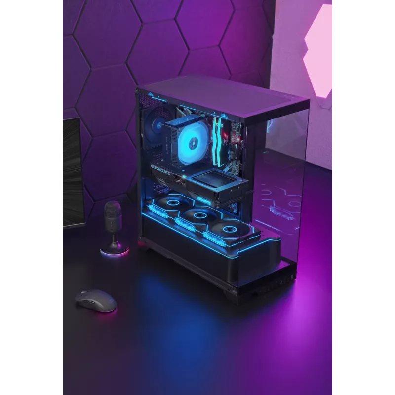 TACENS Mars Gaming MCPRISMA Midi Tower PC korpusas, juodas, grūdintas stiklas, ATX/Micro-ATX/Mini-ITX, 2x3,5 colio + 2x2,5 colio lizdai