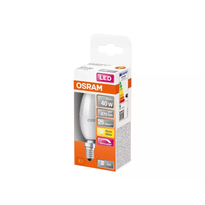 LED lempa Ledvance Parathom Classic E14 4,9 W Šilta balta, E14 pagrindas