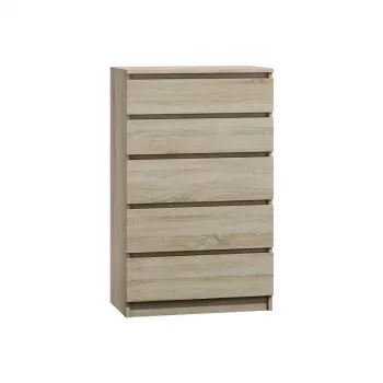 Komoda Top e shop M5 SONOMA – 5 stalčių, ąžuolo spalvos, 700×400×1120 mm, medžio drožlių plokštė