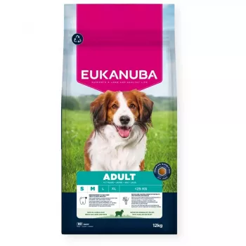 Sausas šunų ėdalas EUKANUBA Small/Medium Breed Adult Lamb & Rice 12 kg, 25% baltymų, 15% riebalų