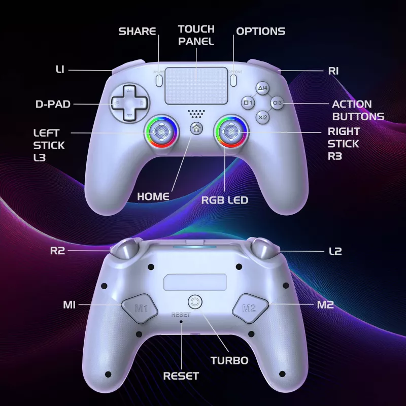 Žaidimų pultas Subsonic PS5 Wireless LED Controller White D-pad Home Options Share