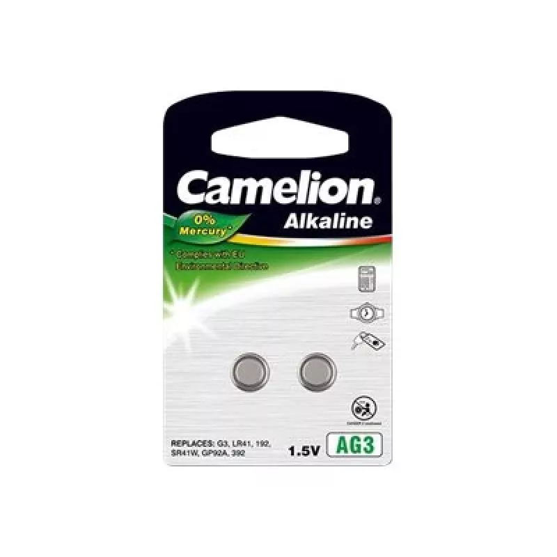 Šarminė mygtukinė baterija CAMELION AG3 / LR41 / LR736 / 392 1,5 V – 2 vnt. pakuotė