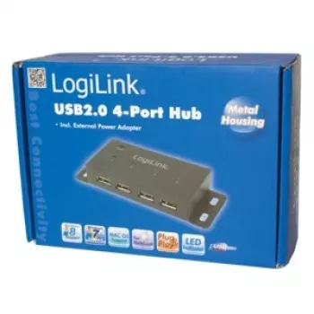 USB 2.0 stotelė LogiLink UA0141A, 4 prievadai, metalinis korpusas