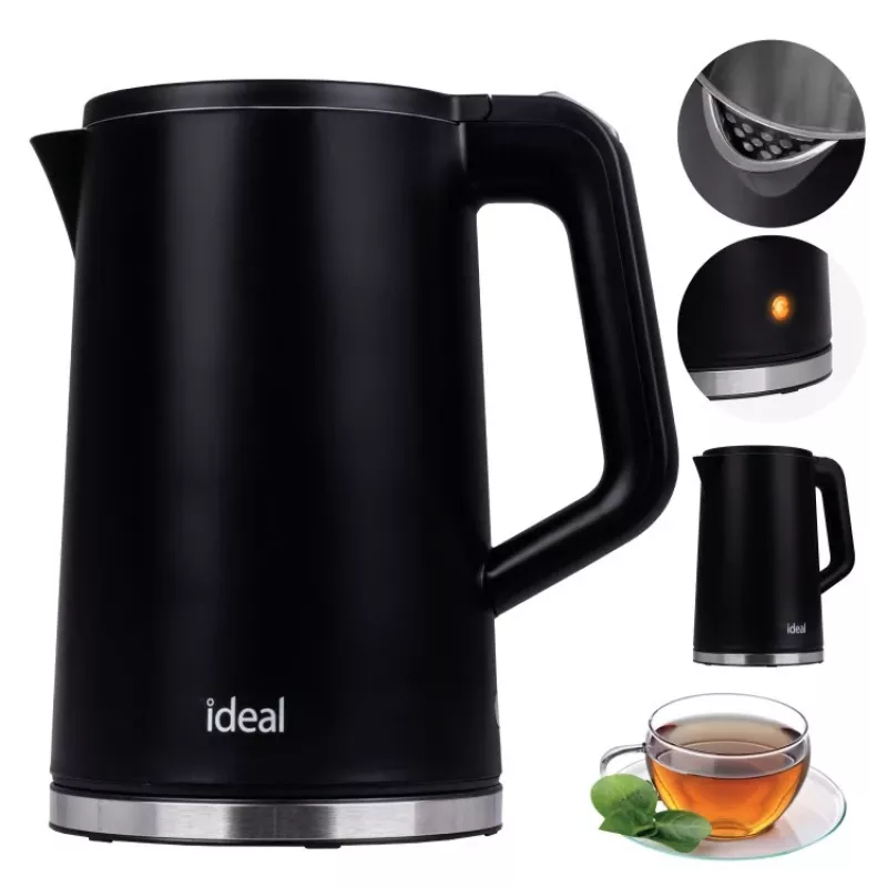 IDEAL virdulys 1,7 l, plieninis korpusas, 1500 W, juodas