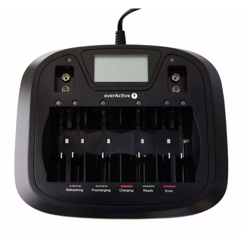 Įkroviklis baterijoms everActive NC-900U Universal DC – įkrauna AA, AAA, C, D, 9V, iki 6 elementų, juodas