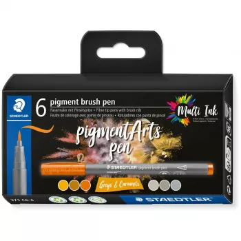 Brush Pen Staedtler Pigment Arts pilki ir karameliniai atspalviai 6 vnt.