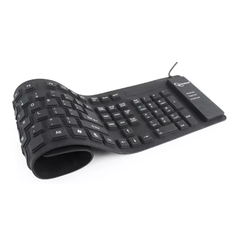 Silicone klaviatūra Gembird KB-109F-B juoda USB+PS/2