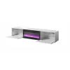 TV spintelė Cama Meble SLIDE 200K su elektriniu židiniu 200x40x37 cm blizganti balta