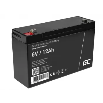 Švino rūgšties (VRLA) AGM akumuliatorius Green Cell 6V 12Ah, 94×151×50 mm, 1,65 kg