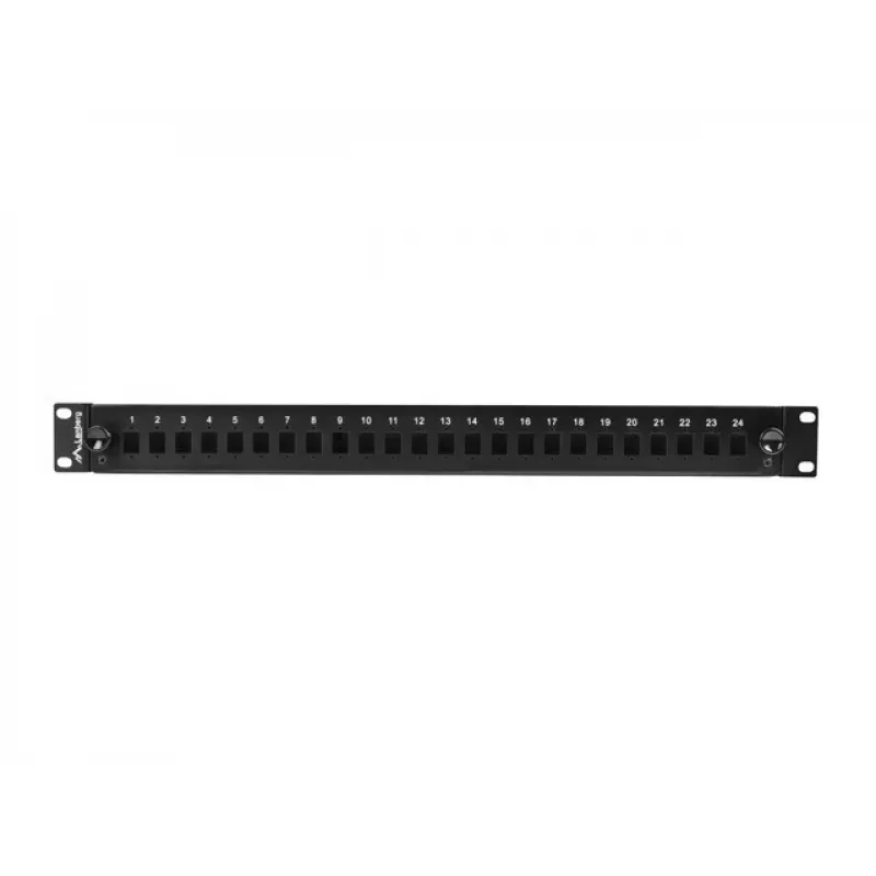 Paskirstymo dėžė šviesolaidinei 1U 24xSC Simplex / 24xLC Duplex Rack 19 inch juoda