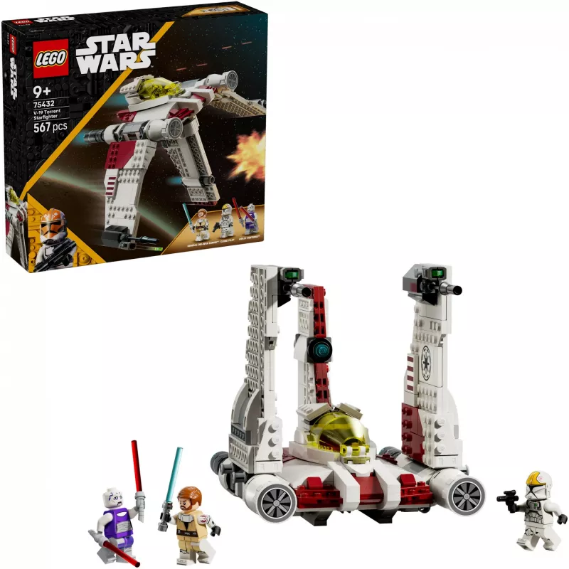 LEGO Star Wars V-19 Torrent Fighter 75432 statybinis rinkinys — 567 dalių, 3 minifigūrėlės, demonstravimo ir žaidimo modelis