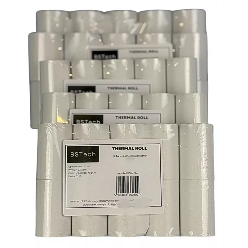 BSTech terminis popieriaus rulonas kasos aparatams fiskaliniams 57x15m 10 vnt.