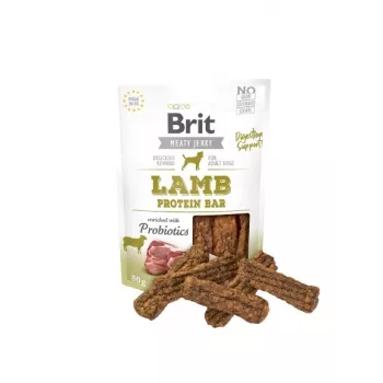 Brit Jerky Snack ėrienos skanėstai šunims 80 g – be cukraus, suaugusiems šunims, pakelis