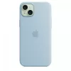 Silicone Dėklas Apple iPhone 15 Plus Šviesiai Mėlynas MagSafe