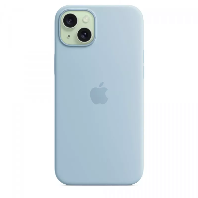 Silicone Dėklas Apple iPhone 15 Plus Šviesiai Mėlynas MagSafe
