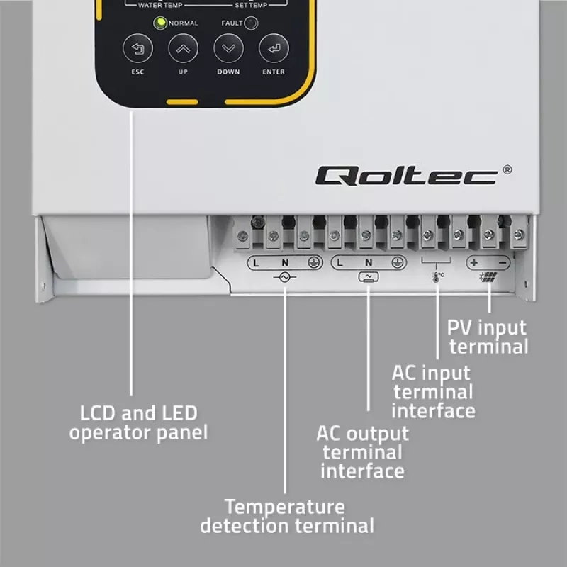 Inverteris QOLTEC ECO Solar Boost 4kW MPPT LCD, 4 kW išėjimas, MPPT valdiklis, LCD ekranas