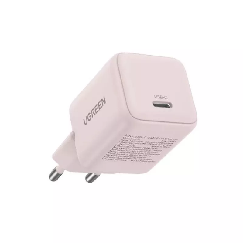 Maitinimo adapteris UGREEN X512 20 W USB-C PD greitasis įkrovimas, rožinis, 100–240 V įėjimas, 1× USB-C