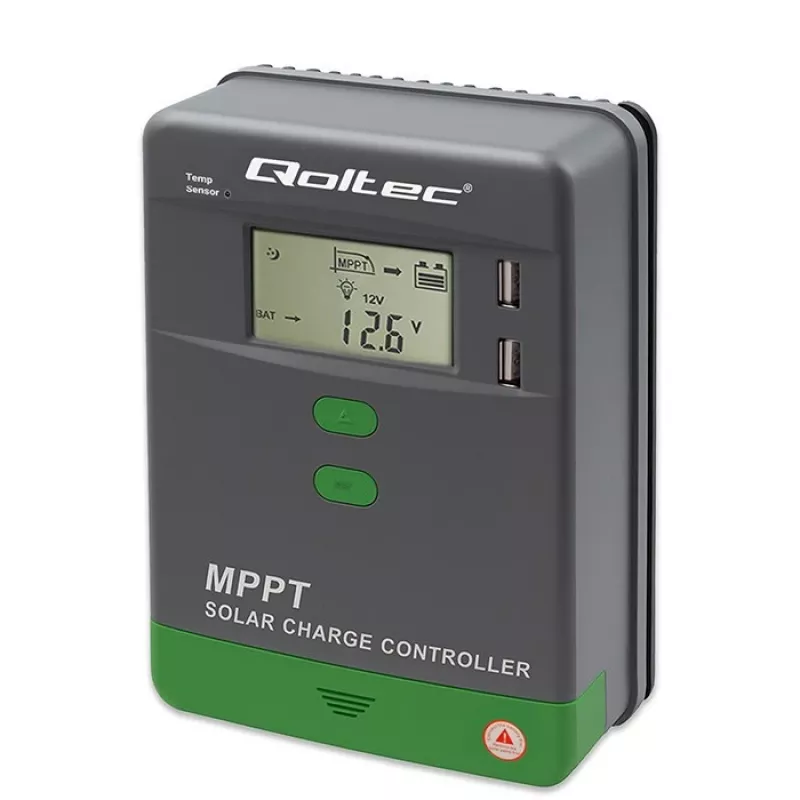 Saulės MPPT įkrovos valdiklis QOLTEC 40A 12V/24V su LCD ekranu
