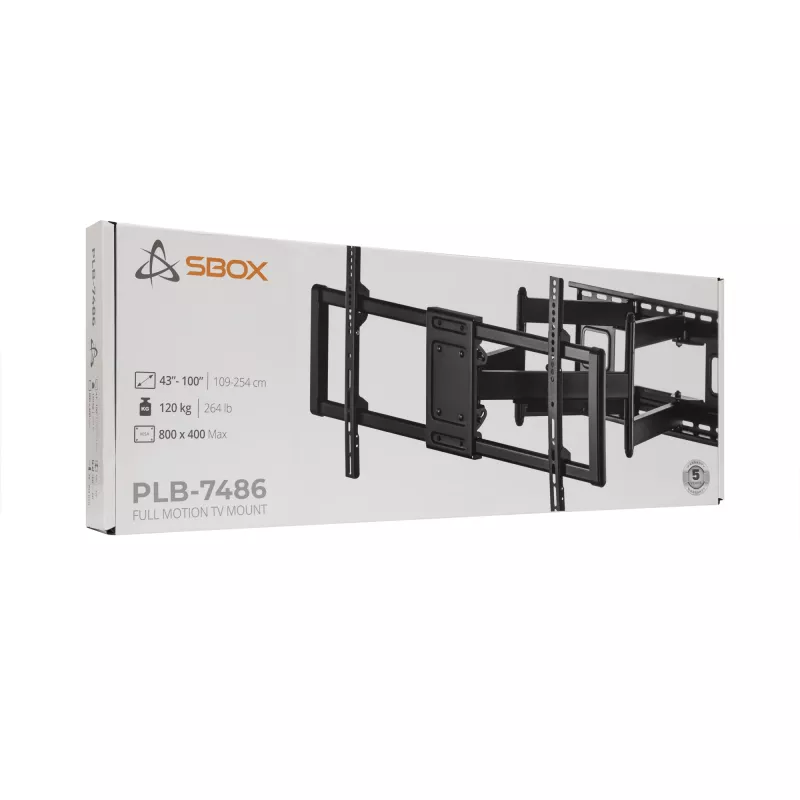 Sieninis laikiklis SBOX PLB-7486 ekranams 43–100 kg, plokštė 800×400 mm