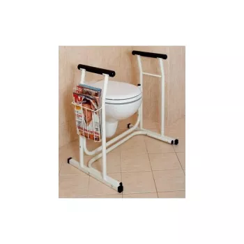 Tualeto sėdynė SUNDO 15800 su laikraščio laikikliu, plieniniu rėmu, neslystančia danga, 114 kg maks., 485×665×755 mm