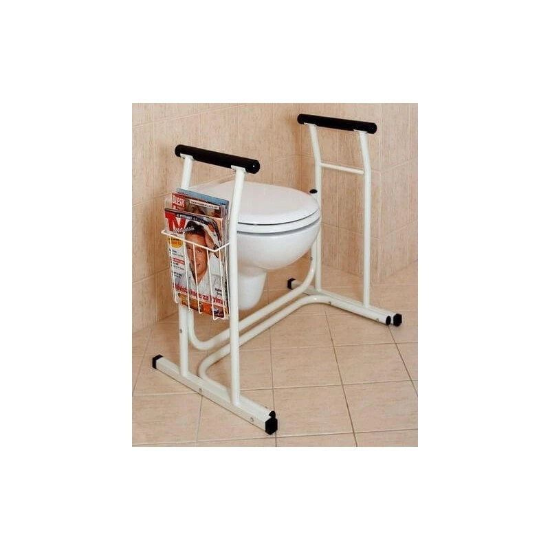 Tualeto sėdynė SUNDO 15800 su laikraščio laikikliu, plieniniu rėmu, neslystančia danga, 114 kg maks., 485×665×755 mm