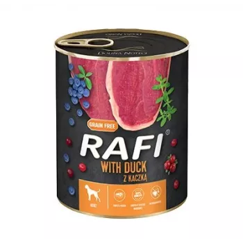 Šlapias šunų ėdalas Dolina Noteci Rafi Dog su antiena, mėlynėmis ir spanguolėmis 800 g