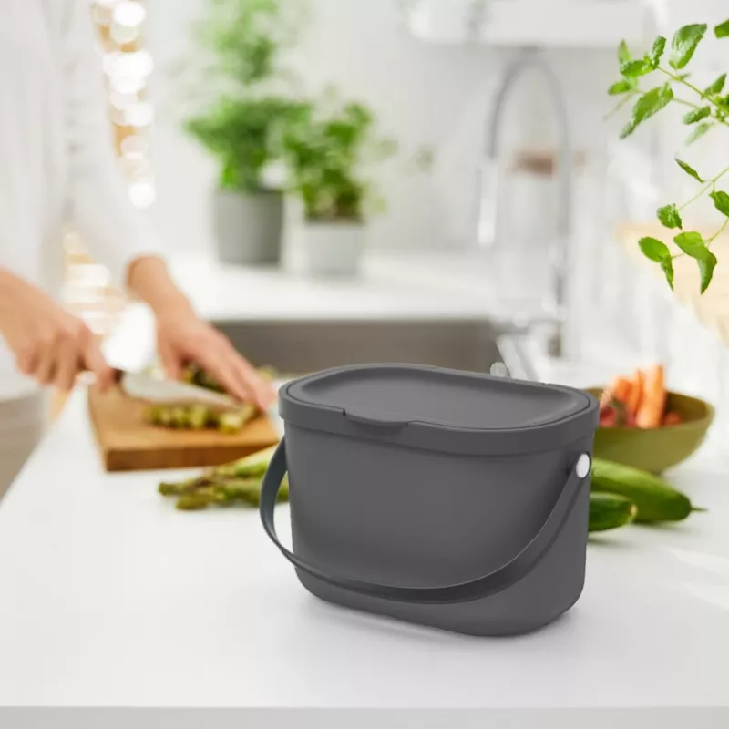 ROTHO Albula Anthracite - atliekų rūšiavimo konteineris - 3,2 l
