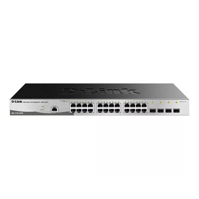 D-Link DGS-1210-28/ME/E valdomas L2+ gigabitinio Ethernet jungiklis 24 prievadai 1U juodas/pilkas