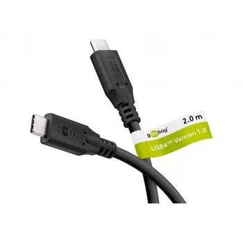 Goobay USB-C™ kabelis, USB4™, 100 W, 20 Gbit/s, Power Delivery, 2 m, Juodas