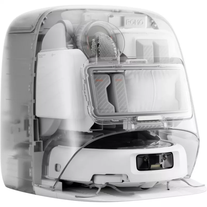 Robotinis dulkių siurblys ir šlapias valymas DJI ROMO P (vandens talpos versija) Pilka/Balta, 0,26 L dulkėms, 4 L švaraus / 3,2 L nešvaraus vandens, 5000 mAh baterija