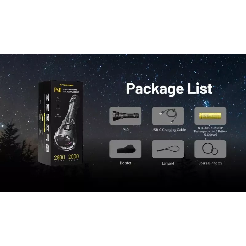 Žibintuvėlis Nitecore P40 2000 liumenų itin tolimas spindulys