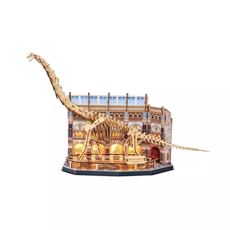 3D LED dėlionė Dante CubicFun NatMus Brachiosaurus 05447 – edukacinis surinkimo modelis su LED šviesa