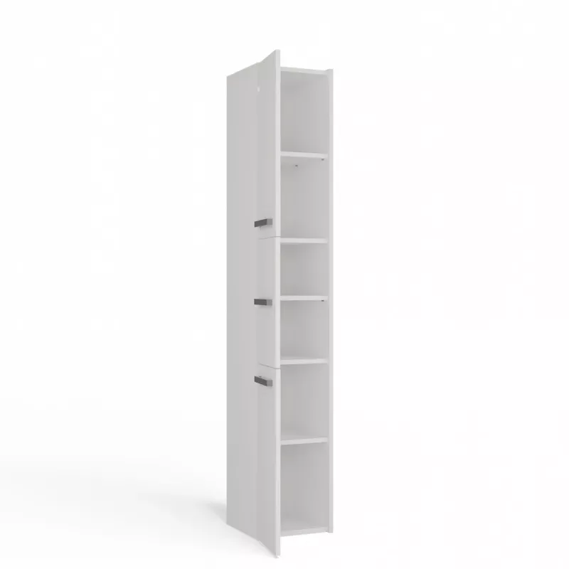 Laisvai pastatoma vonios spintelė BIEL S33, balta, 6 lentynų, 300×300×1700 mm