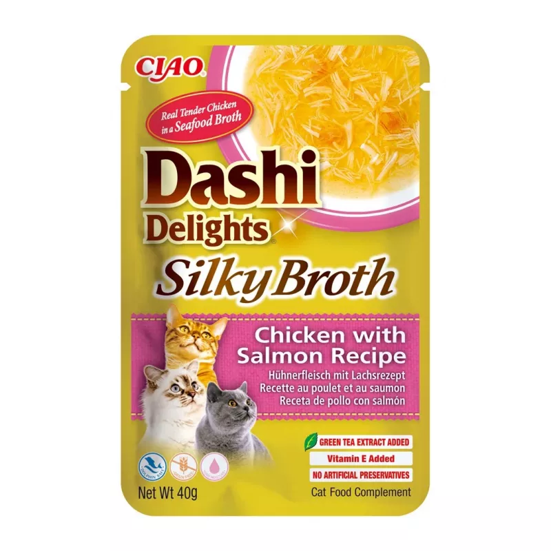 INABA CAT Dashi Delights Silky Broth Chicken with Salmon - skanėstas katėms - 40g