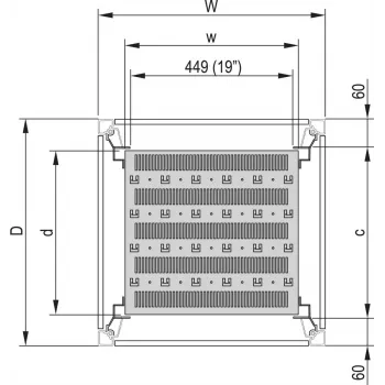 SCHROFF 19 inch lentyna stacionari, 75 kg - 19 inch FACHB.STAT.600B 900T 7021 (22117844)