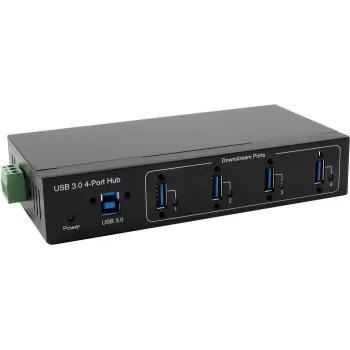 USB 3.2 šakotuvas Exsys EX-11224HMVS — 4 prievadų Gen1 su USB laidu ir DIN bėgelio komplektu