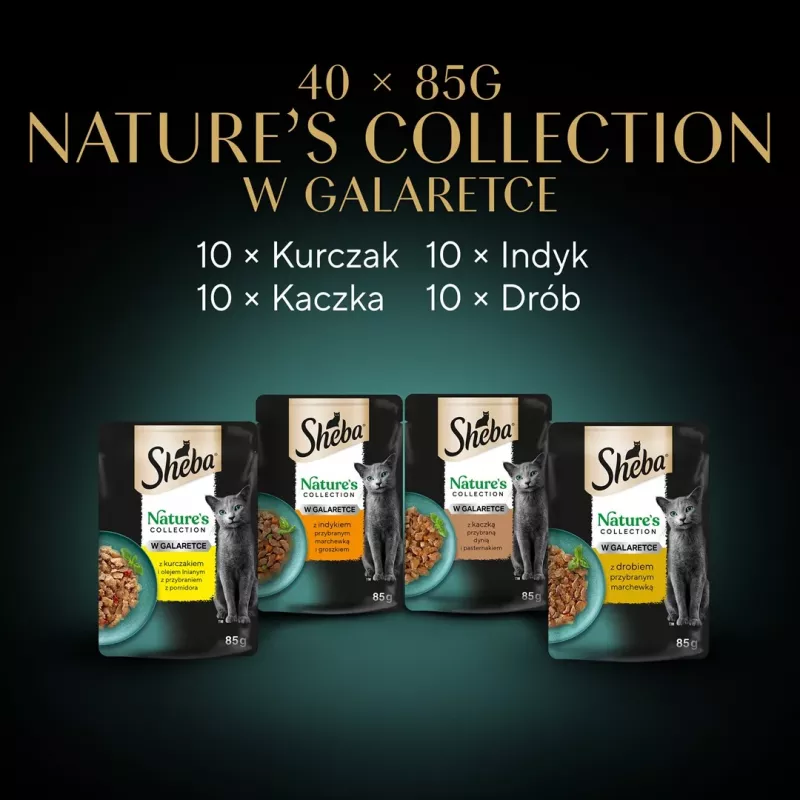 SHEBA Nature's Collection Paukštienos skoniai drebučiuose - šlapias ėdalas katėms - 40 x 85 g