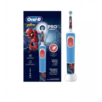 Elektrinis dantų šepetėlis vaikams Oral-B Vitality PRO Kids Spiderman, mėlynas