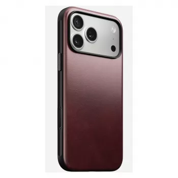 Odininis dėklas Nomad Modern, skirtas iPhone 17 Pro Max (6,9 colio) – Burgundijos, oda+TPU+PC