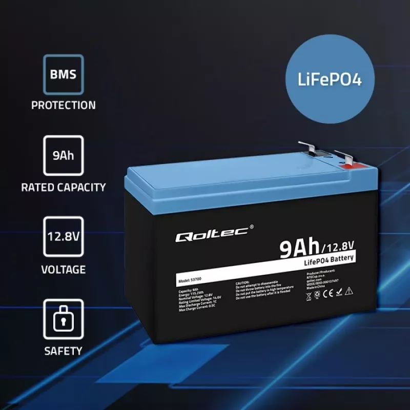 Baterija LiFePO4 12,8V 9Ah 115,2Wh