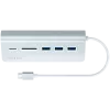 Satechie Type-C aliuminio USB centras ir kortelių skaitytuvas, sidabrinis, ST-TCHCRS