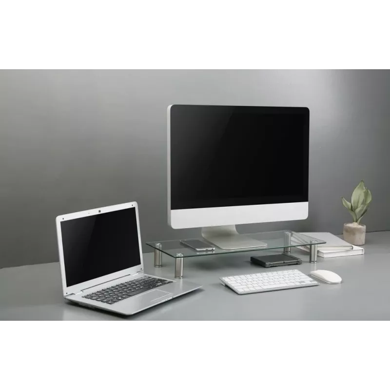 GEMBIRD MS-TABLE-GM-01 stiklinis monitoriaus stovas, juodas, 580×210×90 mm