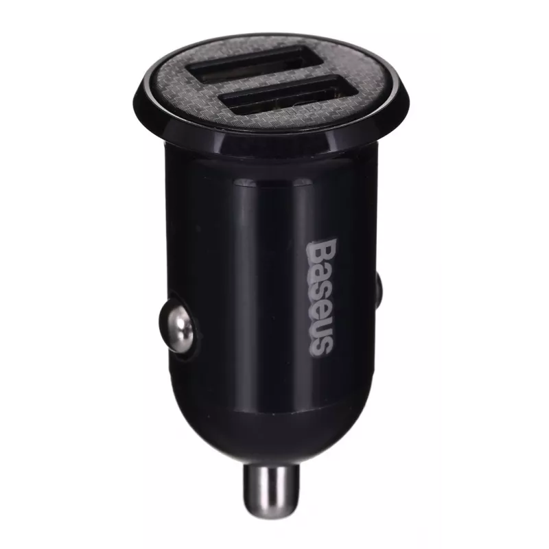 Automobilinis įkroviklis Baseus Gain Pro Universal Black — 2× USB 2.0, 2,4 A vienam prievadui, įėjimas 12–24 V, 5 V išėjimas