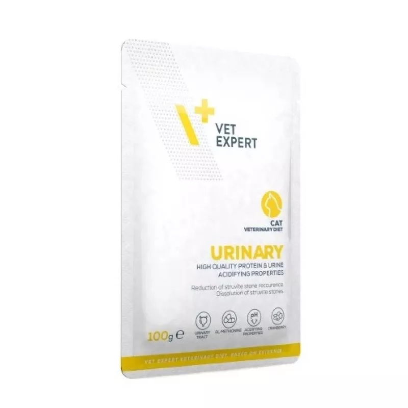 VetExpert Urinary šlapias veterinarinis ėdalas katėms su paukštiena, maišelis 100 g, suaugusioms, be cukraus ir konservantų