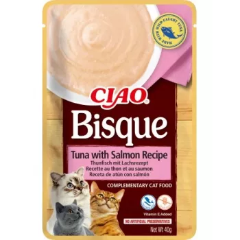 Drėgnas skanėstas katėms INABA Ciao Bisque Tunas su Lašiša 40 g